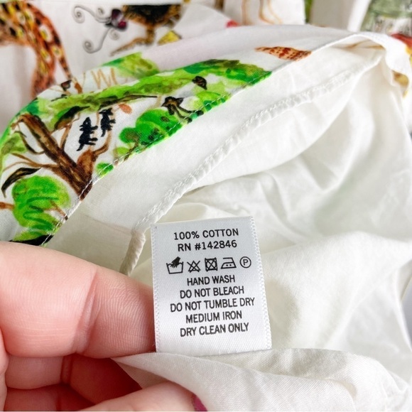 Rhode Piper Safari Animal Print Cotton V-Neck Mini Dress White Medium Casual - Picture 7 of 8